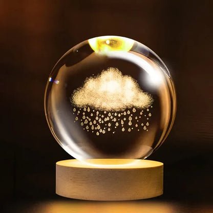 3D Glass Crystal Ball Night Lamp Multicolor LED Light