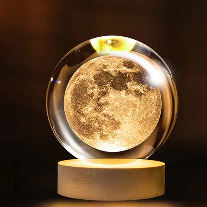 3D Glass Crystal Ball Night Lamp Multicolor LED Light