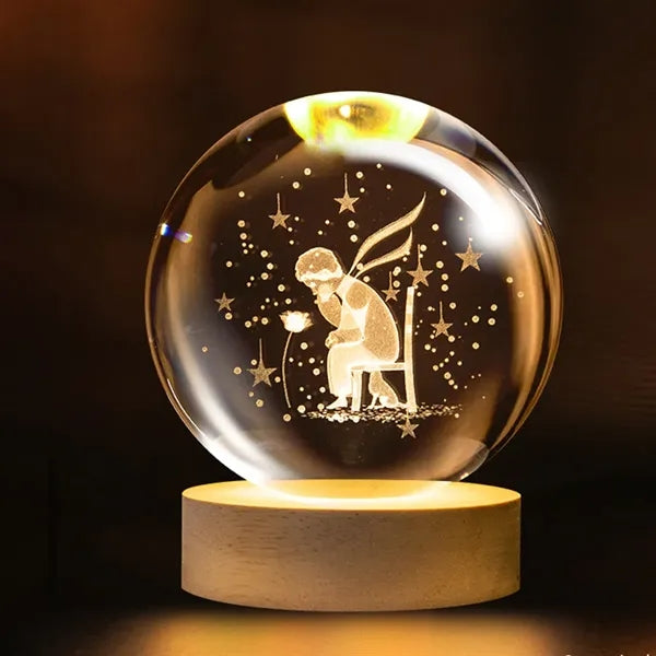3D Glass Crystal Ball Night Lamp Multicolor LED Light