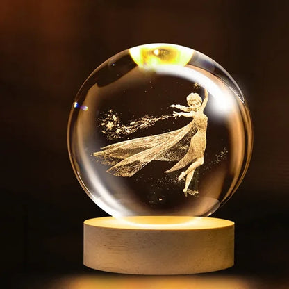 3D Glass Crystal Ball Night Lamp Multicolor LED Light