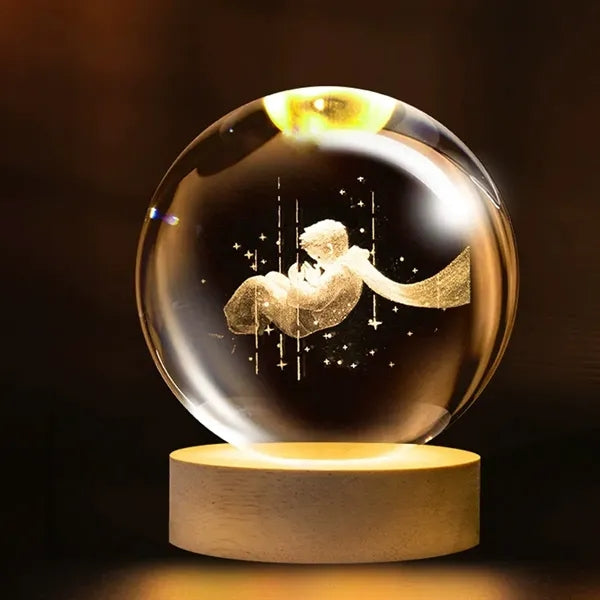 3D Glass Crystal Ball Night Lamp Multicolor LED Light