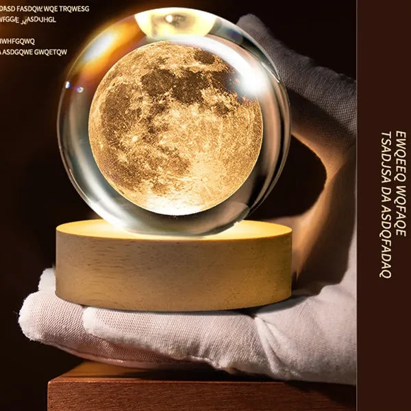 3D Glass Crystal Ball Night Lamp Multicolor LED Light