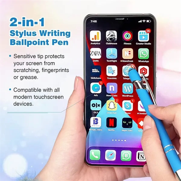 2-in-1 Stylus Retractable Ballpoint Pen