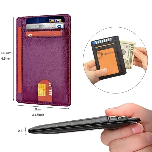 Slim Minimalist Front Pocket RFID Blocking Leather Wallets