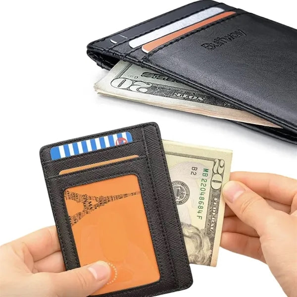 Slim Minimalist Front Pocket RFID Blocking Leather Wallets