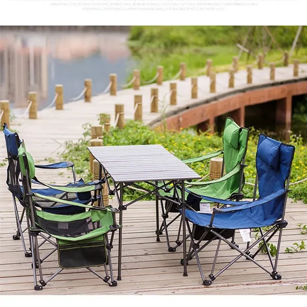 Reclining Camping Chair with Detachable Footrest & Headrest