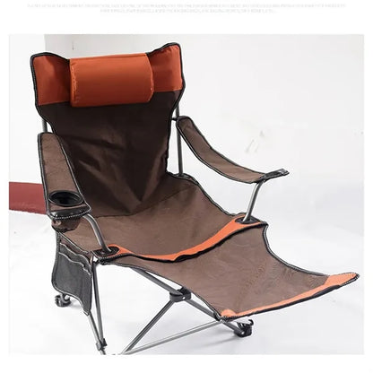 Reclining Camping Chair with Detachable Footrest & Headrest