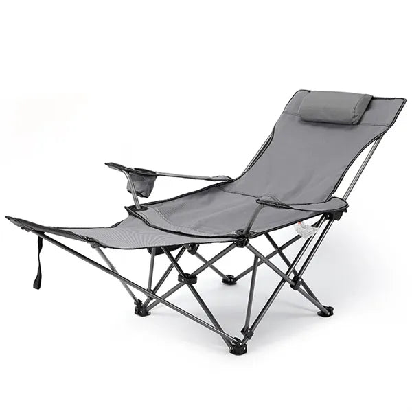 Reclining Camping Chair with Detachable Footrest & Headrest