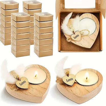 Handmade Heart-Shaped Wooden Candle Holder