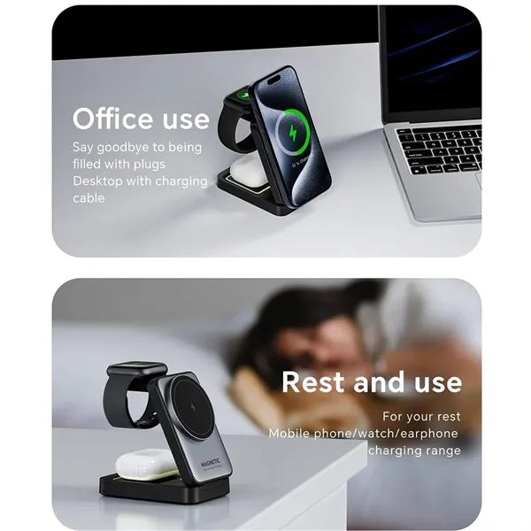 3 in 1 Foldable Magnetic Wireless Charger Station