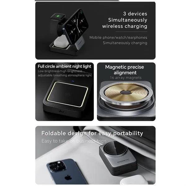 3 in 1 Foldable Magnetic Wireless Charger Station