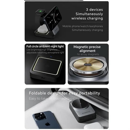 3 in 1 Foldable Magnetic Wireless Charger Station