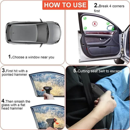 Car Safety Hammer Window Breaker with Seat Belt Cutter