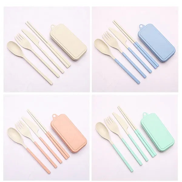 Wheat Straw Plastic Travel Cutlery Set