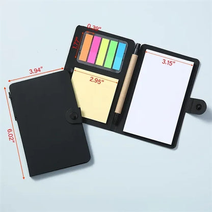 Notebook with Sticky Notes and Pen