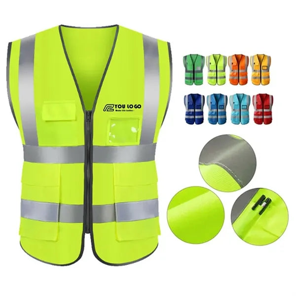 Knitted HiVis Work Vest Reflective Stripes and ID Pocket