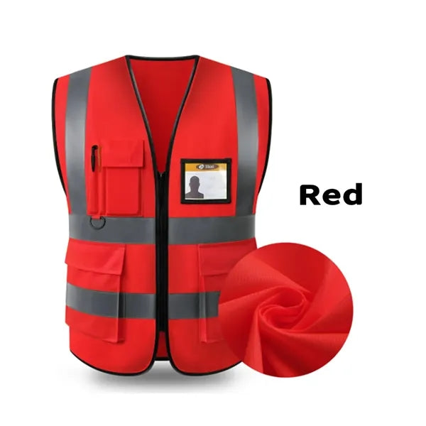 Knitted HiVis Work Vest Reflective Stripes and ID Pocket