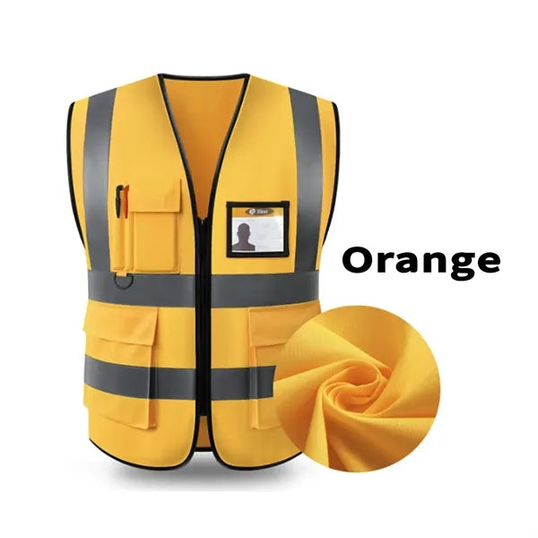 Knitted HiVis Work Vest Reflective Stripes and ID Pocket