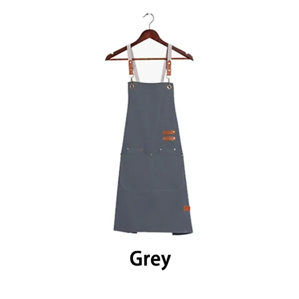 Chef Apron Adjustable Cross Back Large Pockets Waterproof
