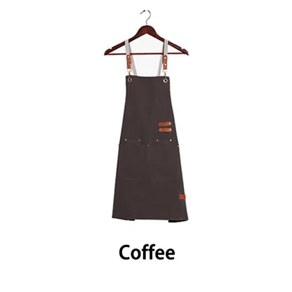 Chef Apron Adjustable Cross Back Large Pockets Waterproof