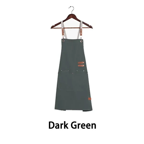 Chef Apron Adjustable Cross Back Large Pockets Waterproof