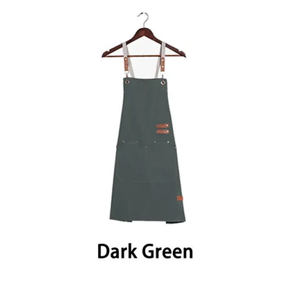 Chef Apron Adjustable Cross Back Large Pockets Waterproof