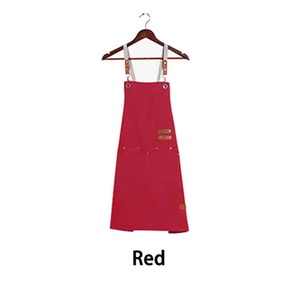 Chef Apron Adjustable Cross Back Large Pockets Waterproof