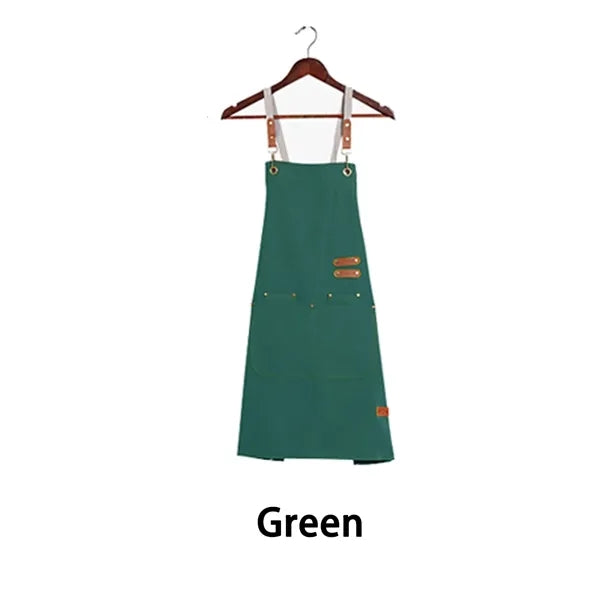 Chef Apron Adjustable Cross Back Large Pockets Waterproof