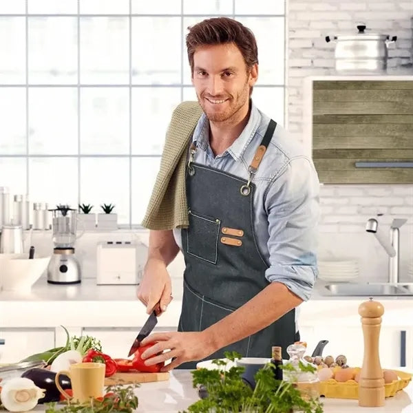 Chef Apron Adjustable Cross Back Large Pockets Waterproof