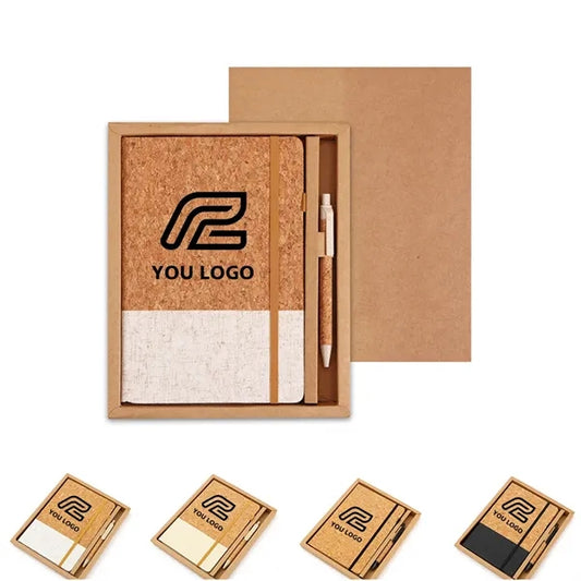 Hardcover Cork Linen A5 Cream Paper Journal Planner Pen Set