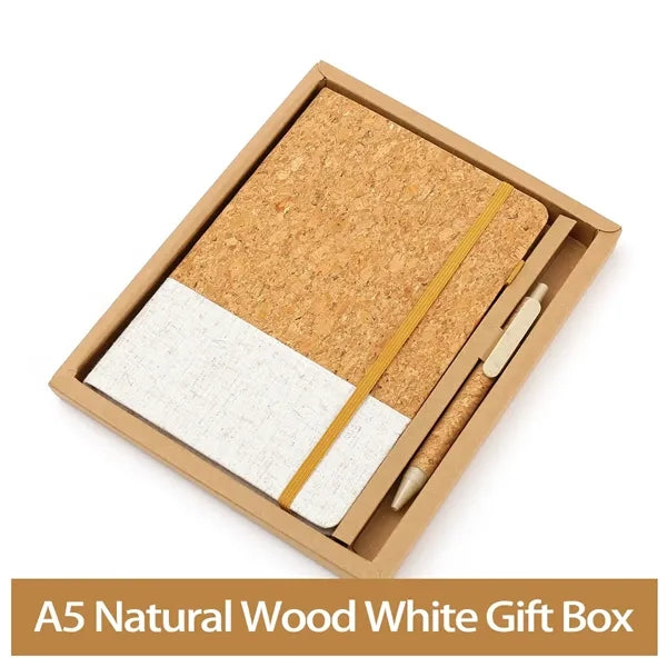 Hardcover Cork Linen A5 Cream Paper Journal Planner Pen Set