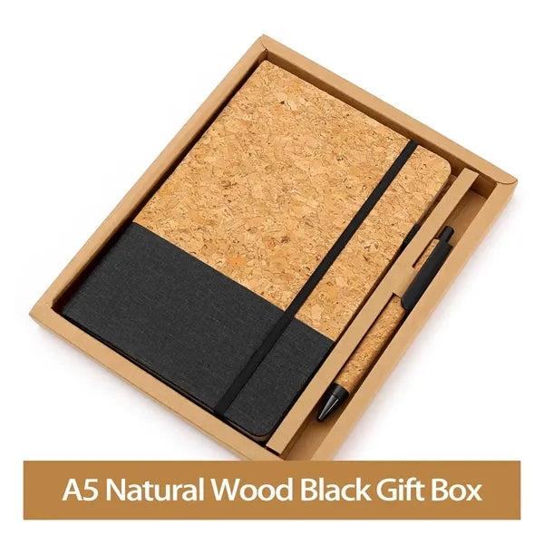 Hardcover Cork Linen A5 Cream Paper Journal Planner Pen Set