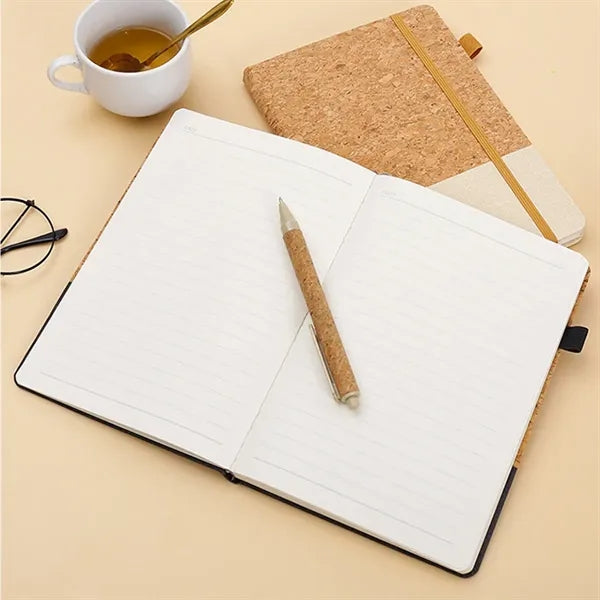 Hardcover Cork Linen A5 Cream Paper Journal Planner Pen Set
