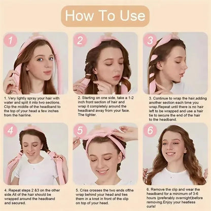 Heatless Curling Rod Headband Soft Rollers Sleeping Styling