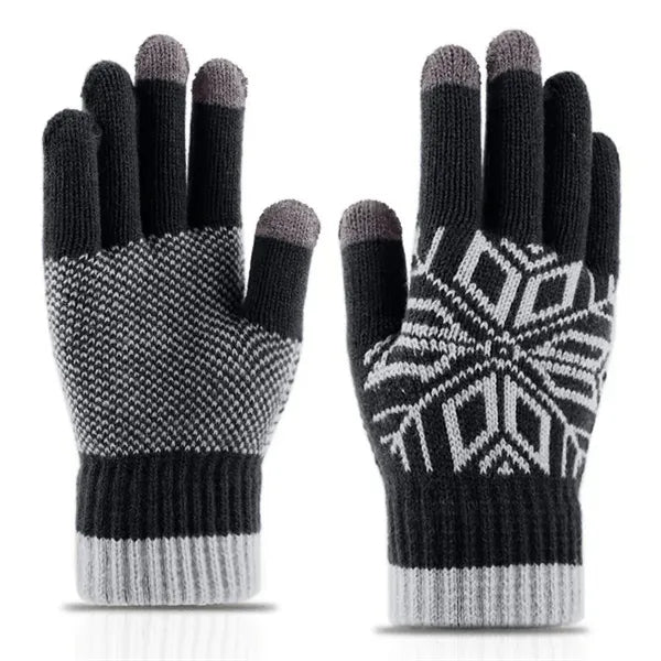 Adult Knitted Snowflake Pattern Gloves with Sensitive Touch