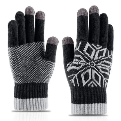 Adult Knitted Snowflake Pattern Gloves with Sensitive Touch