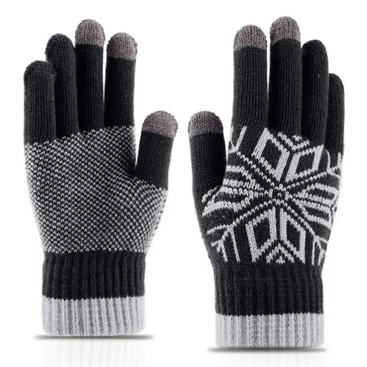 Adult Knitted Snowflake Pattern Gloves with Sensitive Touch