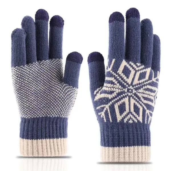 Adult Knitted Snowflake Pattern Gloves with Sensitive Touch
