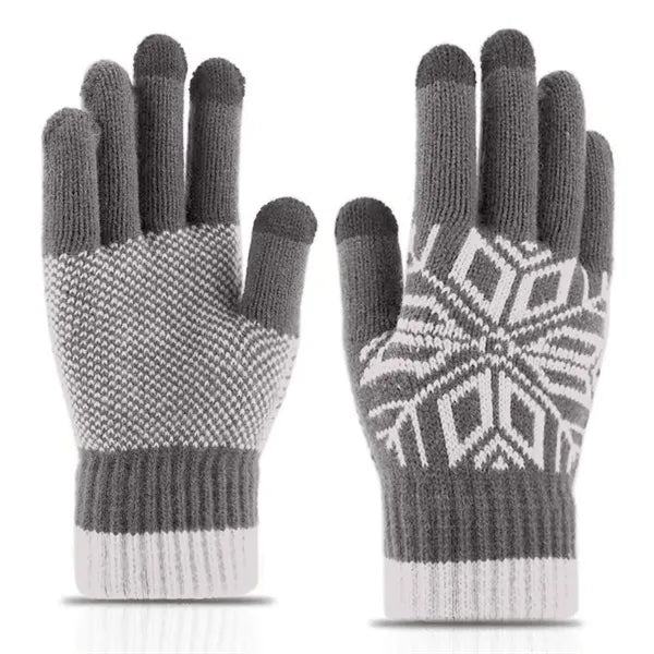 Adult Knitted Snowflake Pattern Gloves with Sensitive Touch