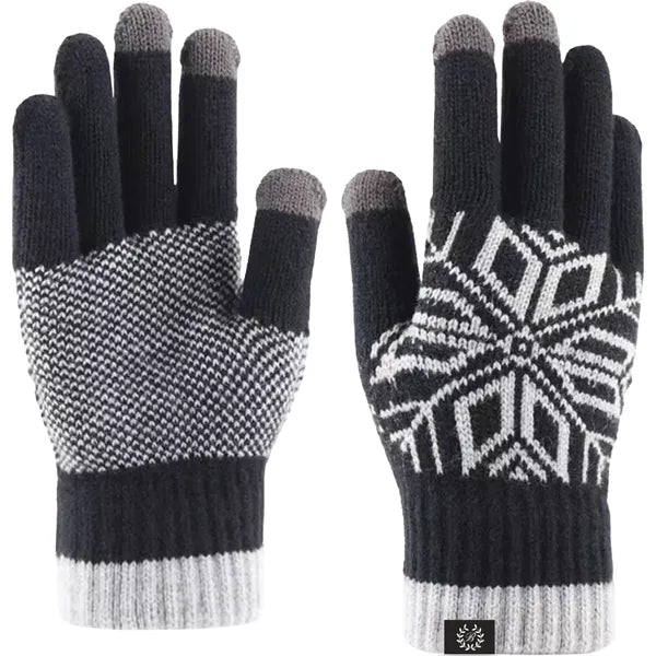Adult Knitted Snowflake Pattern Gloves with Sensitive Touch