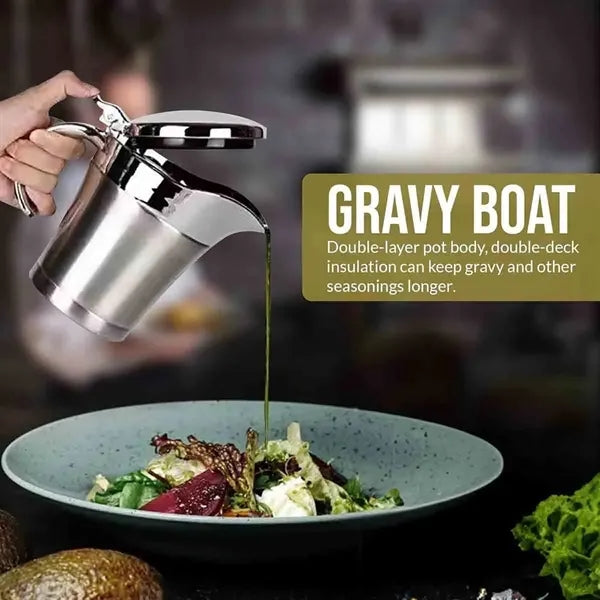 15OZ Stainless Steel Gravy Boat with Lid