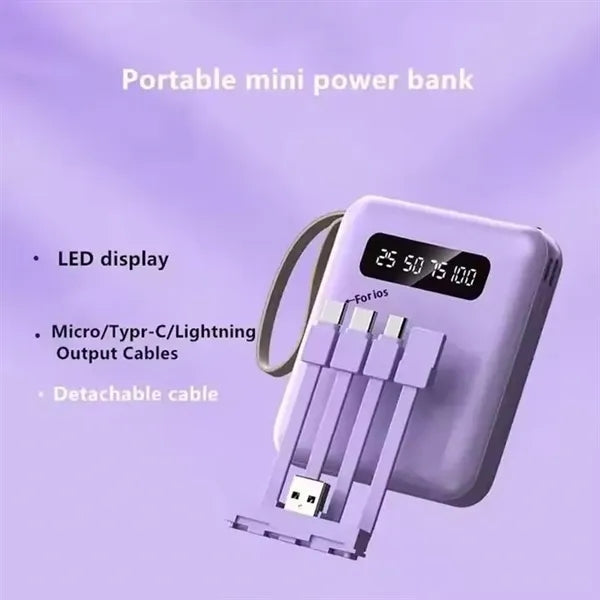5000mAh Power Banks Built-in Cables Portable Charger