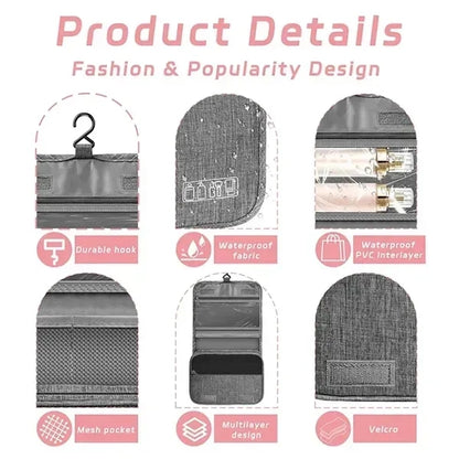 Travel Cosmetic Toiletry Bag with Hanging Hook