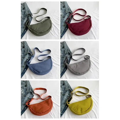 Nylon Crescent Crossbody Bag with Adjustable Strap