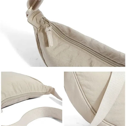 Nylon Crescent Crossbody Bag with Adjustable Strap