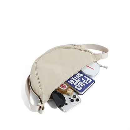 Nylon Crescent Crossbody Bag with Adjustable Strap