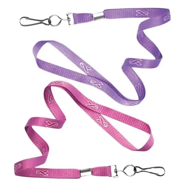 3/8" Breast Cancer Awareness Flat Lanyard