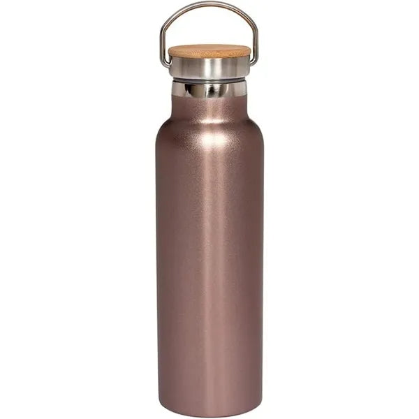 20 Oz. Double-Wall Bottle with Bamboo Lid in Rose Gold