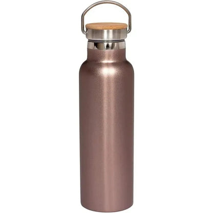20 Oz. Double-Wall Bottle with Bamboo Lid in Rose Gold