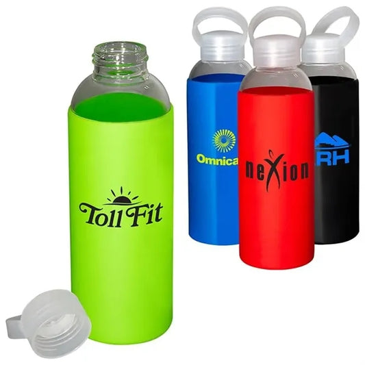 550ml 18 Oz Glassware with Vibrant Silicone Sleeve